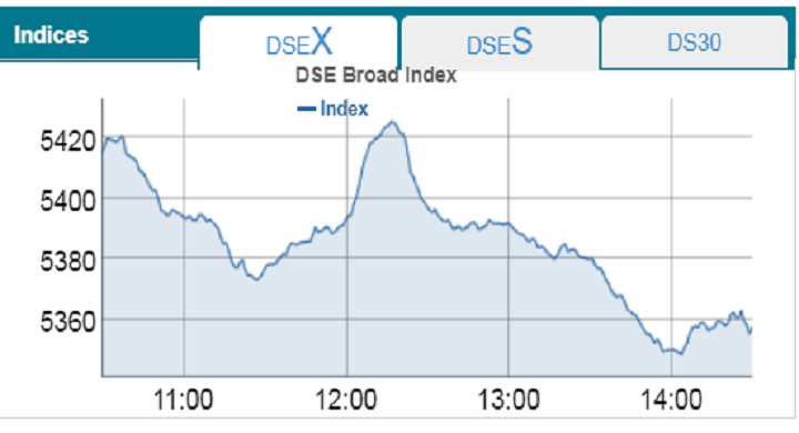 ডিএসই সূচকে ব্যাপক দর পতন